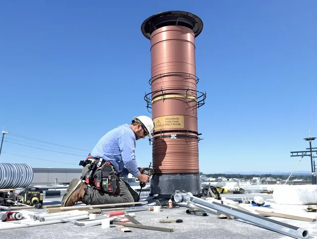 Installed chimney liner by Stallings Chimney Sweep in Stallings, NC