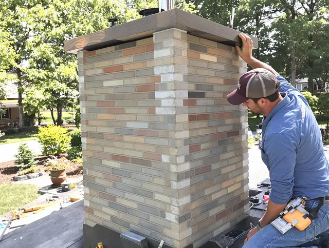 Stallings Chimney Sweep completing a modern chimney remodel in Stallings, NC