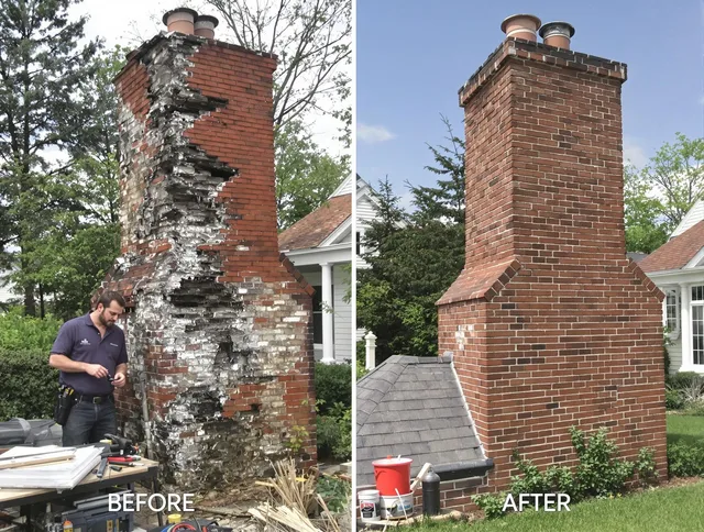 Stallings Chimney Sweep performing a full chimney restoration in Stallings, NC