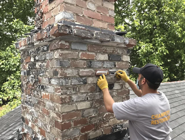 In-progress chimney restoration by Stallings Chimney Sweep in Stallings, NC