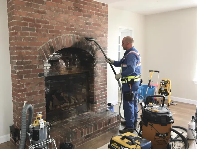 Stallings Chimney Sweep expert performing detailed chimney sweep in Stallings, NC