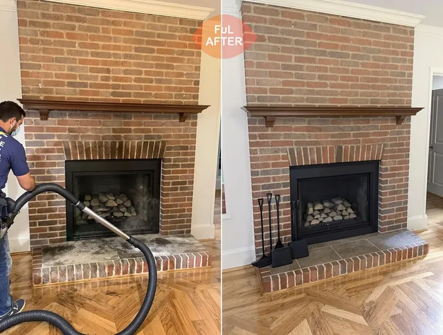 Stallings Chimney Sweep carefully sanitizing a fireplace in Stallings, NC
