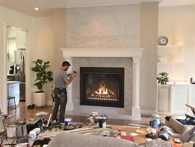 Newly installed fireplace by Stallings Chimney Sweep in Stallings, NC